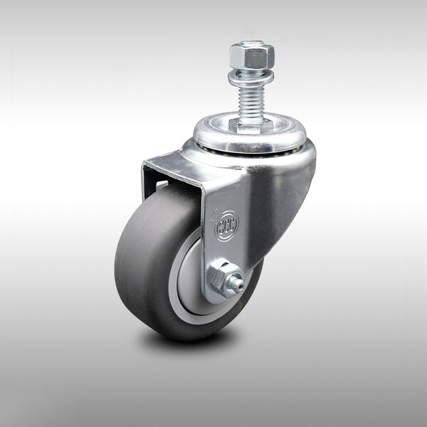 3.5 Inch SS Thermoplastic Rubber Wheel Swivel 1/2 Inch Threaded Stem Caster SCC
